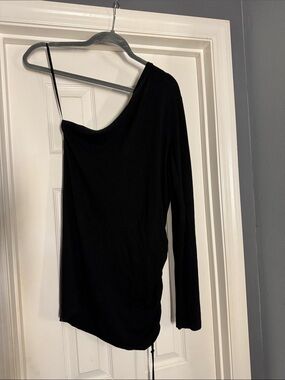 Michael Kors Black One-Shoulder Long Sleeve tunic Top